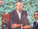 El expresidente estadounidense Barack Obama, durante la presentaci&oacute;n de su retrato oficial, realizado por el pintor Kehinde Wiley, en la Galer&iacute;a Nacional de Retratos del Smithsonian, en Washington DC (EE UU).