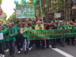 Manifestaci&oacute; de la Plataforma d'Afectats per la Hipoteca (PAH) en el centre de Barcelona.