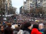 La manifestaci&oacute;n convocada por la Coordinadora Estatal por la Defensa del Sistema P&uacute;blico de Pensiones ha discurrido en la calle Alcal&aacute;, en Madrid.