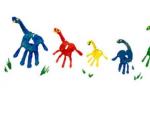 El 'doodle' de Google por el D&iacute;a del Padre simula estar hecho por ni&ntilde;os con pintura de manos.