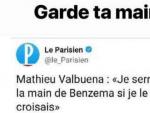 Publicaci&oacute;n de Benzema en Instagram sobre Valbuena.