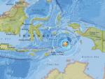 Epicentro del terremoto registrado al este de Indonesia.