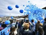 Suelta de globos de Apnabi, hoy en Bilbao