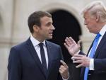 El presidente franc&eacute;s, Emmanuel Macron, y su hom&oacute;logo estadounidense, Donald Trump, en Par&iacute;s.
