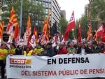 Manifestaci&oacute;n en Barcelona en defensa del sistema de pensiones.