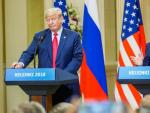 El presidente estadounidense, Donald J. Trump, y su hom&oacute;logo ruso, Vladimir Putin, en una rueda de prensa en Helsinki