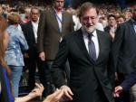 El presidente saliente del PP, Mariano Rajoy, a su llegada al XIX Congreso del partido.