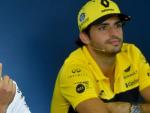 El piloto de Renault Carlos Sainz, en la rueda de prensa del GP de Hungr&iacute;a.