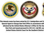 Aviso de dominio de internet clausurado por el Servicio de Inmigraci&oacute;n y Control de Aduanas (ICE) de EE UU, en una imagen de archivo.
