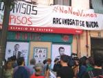 Concentraci&oacute;n antidesahucios en la calle Argumosa, 11 de Madrid.