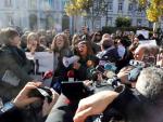 Concentraci&oacute;n de periodistas frente al Tribunal Supremo protestando por la incautaci&oacute;n de m&oacute;viles y ordenadores a periodistas de Mallorca.