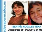 Beatriz Nogales Tena, desaparecida en Madrid desde el 14 de febrero.