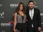 Antonella Roccuzzo y Leo Messi, el pasado 31 de enero en un envento en Barcelona.