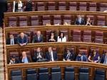 La bancada de Vox se sienta en la zona del PSOE en el Congreso.