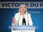 Marine Le Pen pronuncia su discurso despu&eacute;s de las proyecciones de los resultados de las elecciones al Parlamento Europeo.