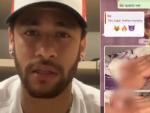 Imagen de Neymar y una de las capturas difundidas por &eacute;l en Instagram tras ser acusado de violaci&oacute;n.