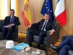 S&aacute;nchez, Macron y Costa, en Bruselas.