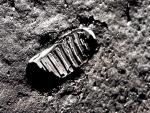 Imagen de la primera huella de Neil Armstrong en la Luna, a su llegada el 20 de julio de 1969.