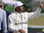 Lewis Hamilton celebra su pole en el GP de Alemania.