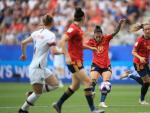 Jennifer Hermoso dispara para anotar el 1-1 ante Estados Unidos en el Mundial de Francia