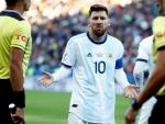 Messi, durante el encuentro ante Chile donde vio la segunda roja de su vida.