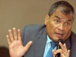El expresidente ecuatoriano Rafael Correa, durante una rueda de prensa en Guayaquil (Ecuador).