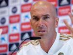 Zidane, t&eacute;cnico del Real Madrid, durante una rueda de prensa.