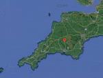 Vista v&iacute;a sat&eacute;lite de las regiones de Devon y Cornualles, en el extremo suroeste de Inglaterra.
