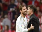 Sergio Ramos y Diego Pablo Simeone, protagonistas del derbi entre Atl&eacute;tico y Real Madrid.