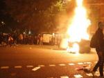 Disturbios en Barcelona, donde se han quemado contenedores y coches para montar barricadas contra las fuerzas de Seguridad.
