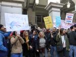 Los trabajadores del Samur Social se manifestaron ayer por las calles de Madrid durante la huelga.