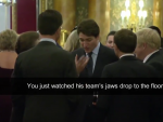 De izquierda a derecha: la Princesa Ana, Rutte, Trudeau, Macron y Johnson en el v&iacute;deo.