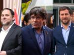 Montaje con Oriol Junqueras, Carles Puigdemont y Toni Com&iacute;n