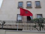 Bandera de Marruecos en la Embajada marroqu&iacute; en Madrid