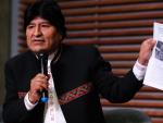 El expresidente de Bolivia Evo Morales, durante una rueda de prensa en Buenos Aires (Argentina).