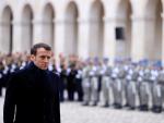 El presidente de la Rep&uacute;blica Francesa, Emmanuel Macron, en un funeral este viernes en Par&iacute;s.
