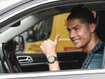 Cristiano Ronaldo, a la salida de un entrenamiento de la Juventus