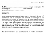 Certificado para entrar y salir de las zonas con restricciones en Madrid.
