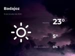 El tiempo en Badajoz: previsi&oacute;n para hoy jueves 15 de octubre de 2020