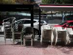 Terrazas recogidas en un bar ubicado en el barrio de Las Tablas, en el distrito de Hortaleza (Madrid)