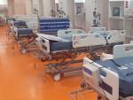 Camas de UCI habilitadas en el gimnasio del Hospital Universitario Central de Asturias para pacientes con Covid-19.