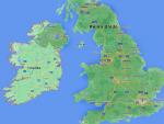 Mapa donde puede verse Reino Unido, incluida Irlanda del Norte e Irlanda, al sur.