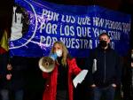 La l&iacute;der de Hogar Social Madrid, Melisa Dom&iacute;nguez, durante la protesta 'Rodea La Moncloa'.