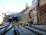El t&uacute;nel que da acceso a la nueva estaci&oacute;n de La Sagrera de Barcelona por donde pasar&aacute;n los trenes de la R1 de Rodalies.