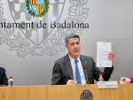 El alcalde de Badalona, Xavier García Albiol, en rueda de prensa.