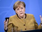 La canciller alemana, Angela Merkel, tras reunirse con los presidentes de los 'l&auml;nder'