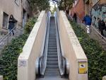 Escaleras mec&aacute;nicas de la Baixada de la Gl&ograve;ria en el barrio de Vallcarca.