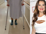 Brooke Shields, caminando por el hospital y en una foto de archivo.