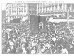 Manifestaci&oacute;n el 1 de mayo de 1909 en la Puerta del Sol de Madrid.