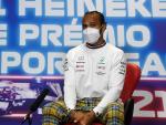 Lewis Hamilton, en la rueda de prensa previa al GP de Portugal